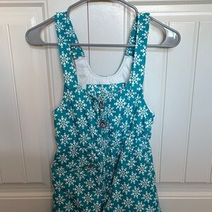 Floral Teal Kids Snow Pants Overalls